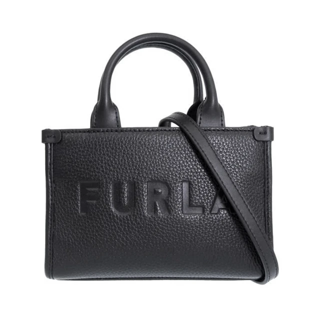 FURLA 芙拉 WE00536 法國經典荔枝牛皮壓印LOGO手提肩背迷你斜背包(黑色)