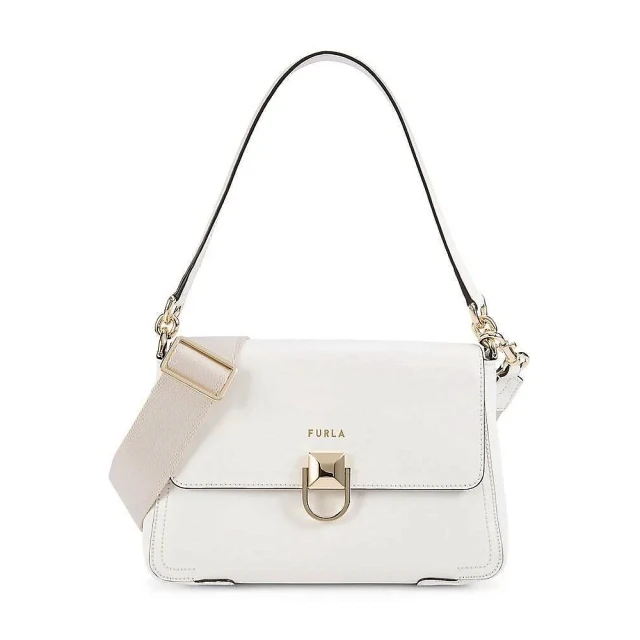 FURLA 芙拉 WB00896 法國經典牛皮雙背帶手提斜背兩用包(白色)