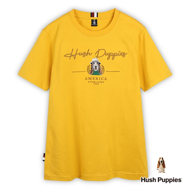 Hush Puppies 男裝 T恤 精緻刺繡毛衣狗圖騰T恤(黃色 / 44111105)