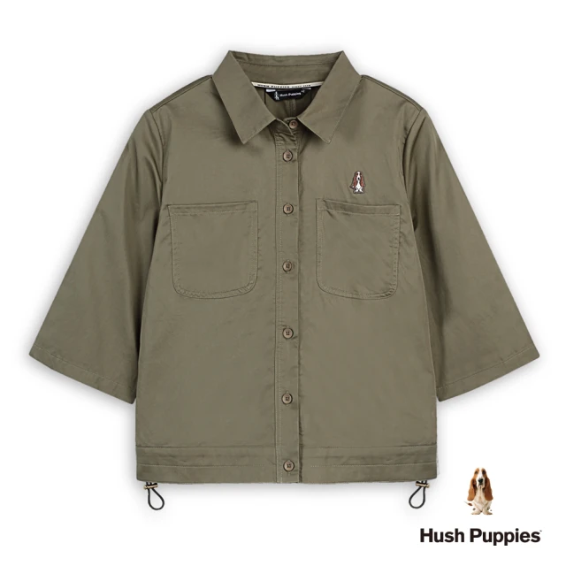 Hush Puppies 女裝 襯衫 素色抽帶六分袖襯衫(咖啡 / 44212105)