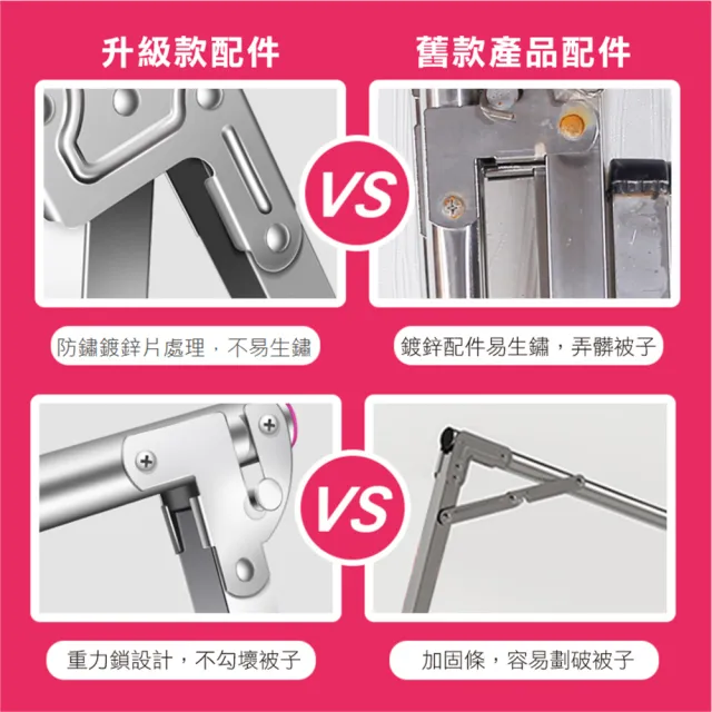 【最後數量】重力鎖不鏽鋼伸縮晾曬衣架-2米X型(晾衣架 曬衣桿 伸縮晾衣架 掛衣架)