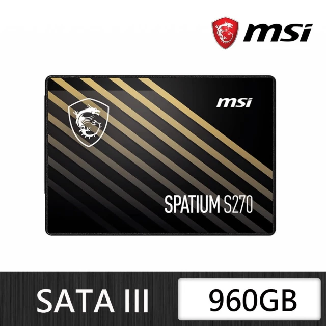 MSI 微星 200元加購 8GB桌機記憶體 ★ SPATIUM S270 960GB SATA SSD固態硬碟 5年保(最高讀取500MB/s)