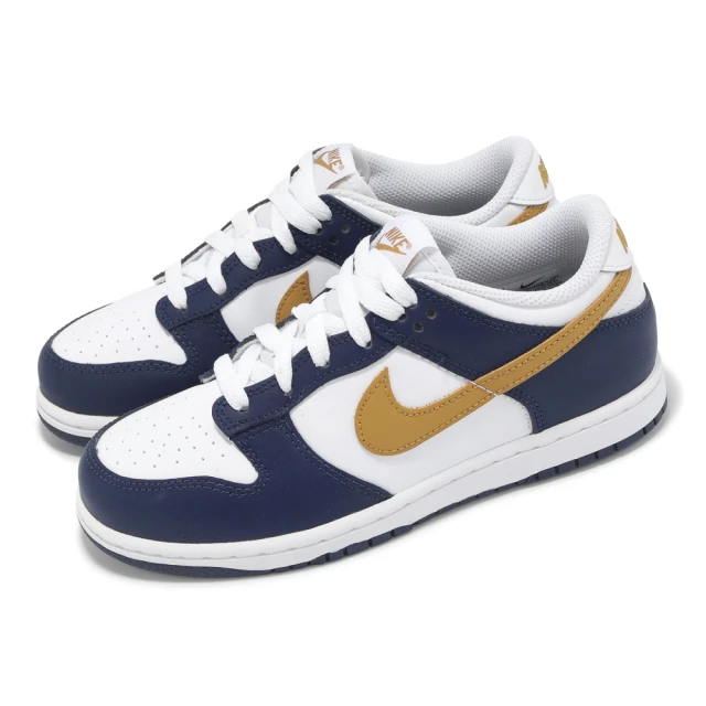 NIKE 耐吉 童鞋 Dunk Low PS 中童 小朋友 休閒鞋 海軍藍 金 親子鞋(FB9108-111)