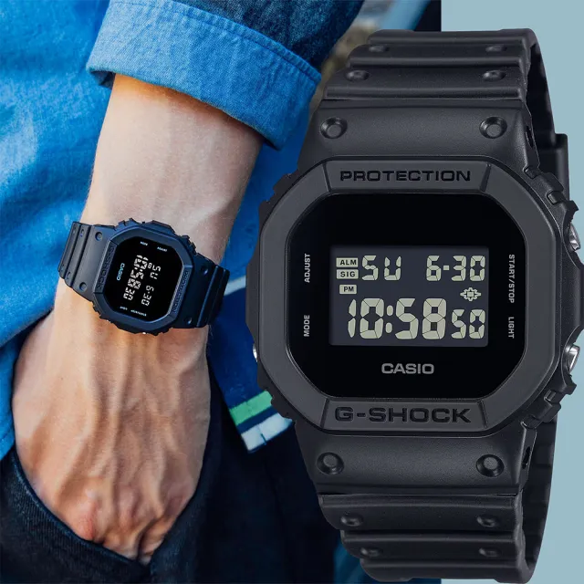 【CASIO 卡西歐】G-SHOCK 經典全黑電子錶 學生錶 百搭手錶(DW-5600UBB-1)