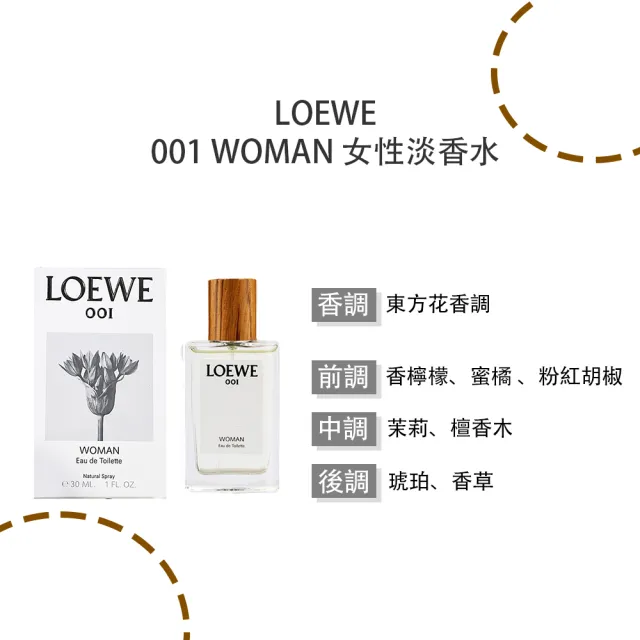 LOEWE 羅威】001 WOMAN 女性淡香精/淡香水30ml(多款任選國際航空