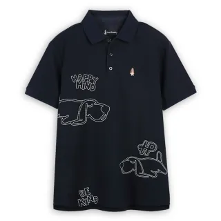 【Hush Puppies】男裝 POLO衫 Q版趴趴狗刺繡POLO衫(丈青 / 44101105)