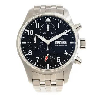 【IWC 萬國錶】新飛行員計時鍊帶表 x黑面x41mm(IW388113)