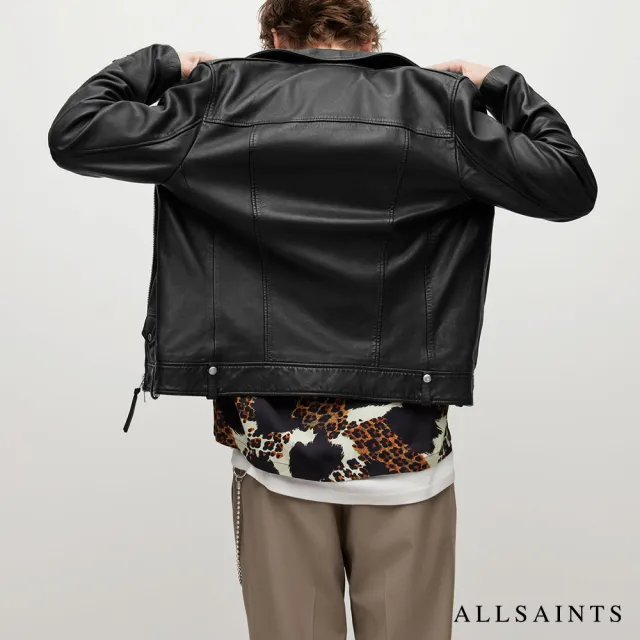 【ALLSAINTS】MILO 桀傲不馴騎士羔羊皮皮衣外套-黑 ML025N(藝人同款)