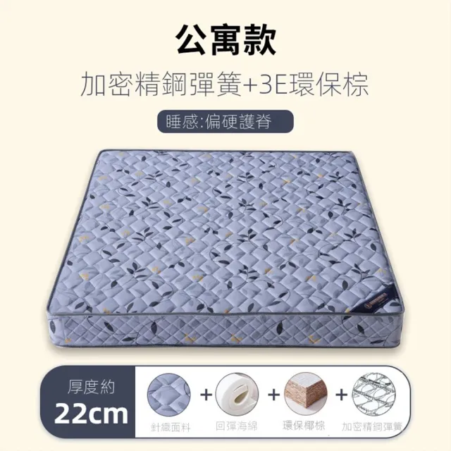 【歐德沐】席夢思家用床墊150*200cm 加厚22cm 軟硬可選  親膚透氣(床墊 乳膠床墊 椰子床墊 雙人床墊)