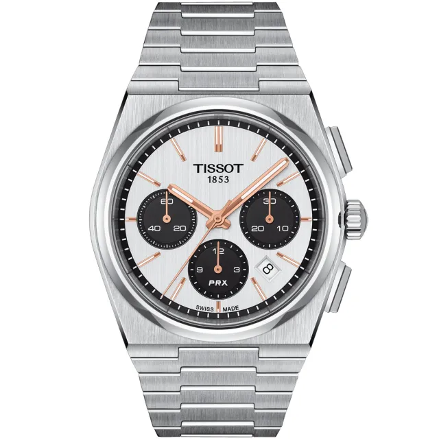 【TISSOT 天梭】PRX系列 熊貓 70年代復刻計時機械錶-42mm 開學禮 送禮 推薦(T1374271101100)