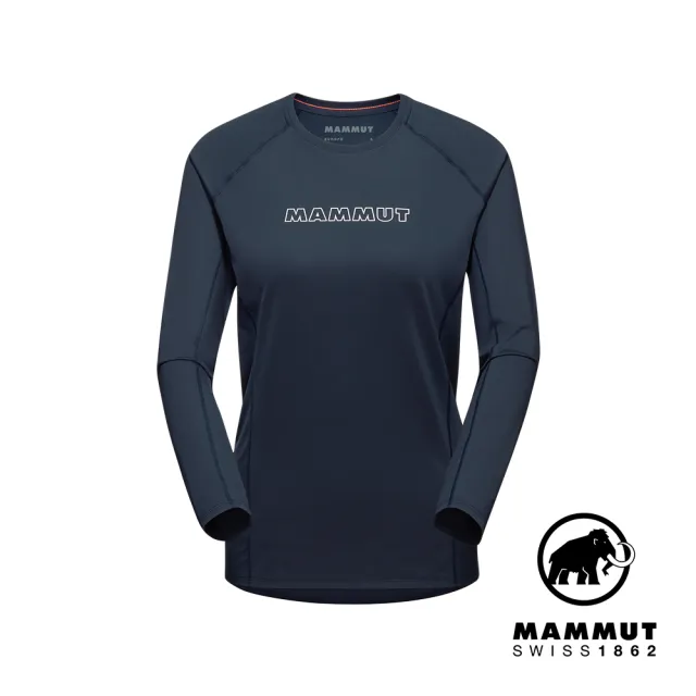 【Mammut 長毛象官方直營】Selun FL Longsleeve Logo W 機能LOGO長袖T恤 海洋藍 女款 #1016-01450