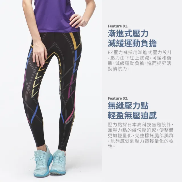 【FREEZONE】現貨 彩虹I 印花輕量無縫壓力長褲 女款-FZ800II型(緊身機能壓縮/運動瑜珈/慢跑登山/健身重訓)