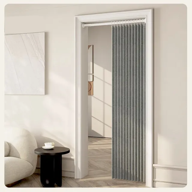 【PLUSIEURS】日式禪風折疊簾+伸縮桿 阻隔冷氣 長門簾(寬120*高200公分以內皆適用)