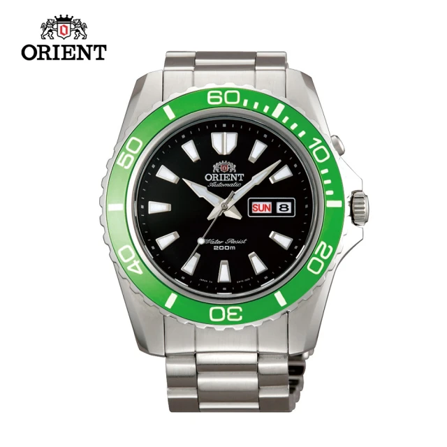 ORIENT 東方錶 ORIENT東方錶 WATER RESISTANT系列 200m水鬼潛水機械錶 鋼帶款 綠圈 - 44.5mm(FEM75003B)