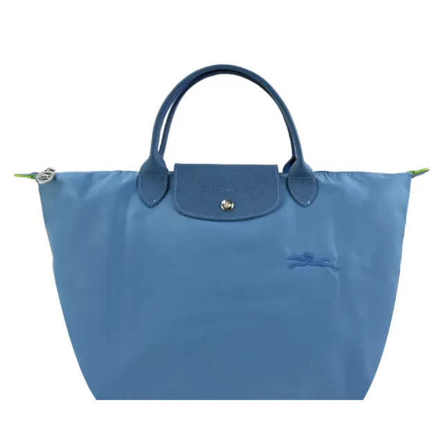 【LONGCHAMP】LE PLIAGE GREEN系列刺繡短把再生尼龍摺疊水餃包(中/多色選)