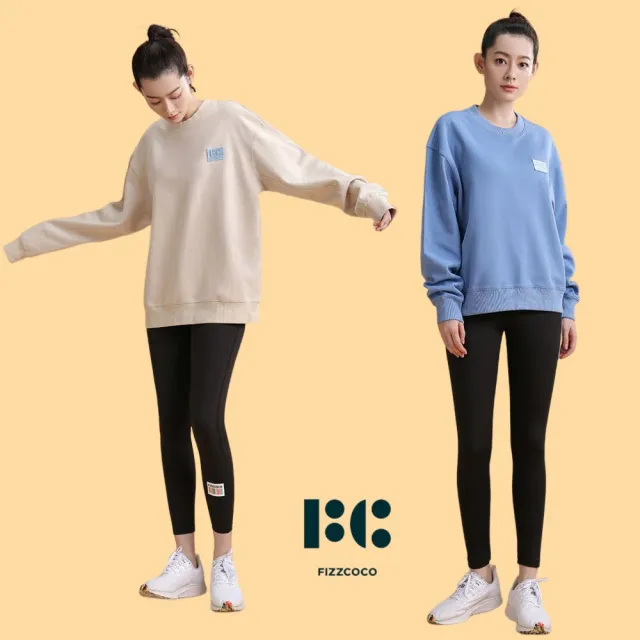 【FIZZCOCO】現貨39 經典廓形衛衣_新款長袖圓領套頭寬鬆休閒跑步健身運動上衣 共2色(燕麥色 灰藍色)