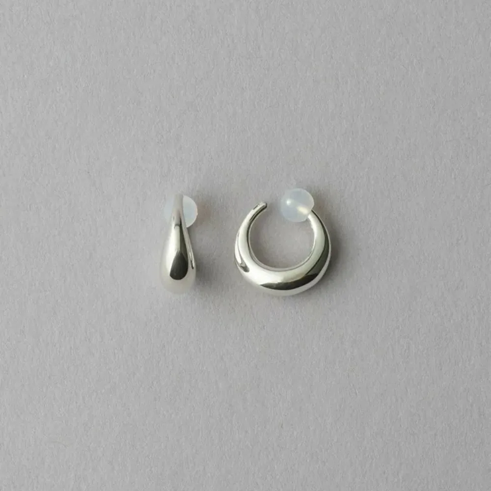 【ete】Cuff Earring 摩登圓潤月亮耳釦耳環 L(銀色)