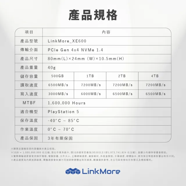 【LinkMore】XE600 2TB(M.2 2280 PCIe Gen 4x4 NVMe 1.4 SSD 固態硬碟 XE600-2TB 讀7200M/寫6000M)