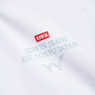 【EDWIN】女裝 秀氣小印花薄長袖T恤(白色)