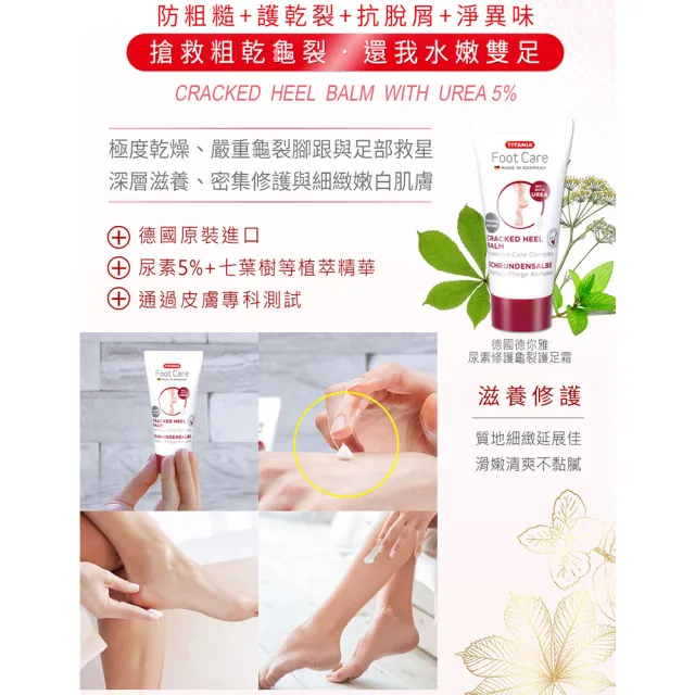 即期品【TITANIA】德你雅尿素5%修護龜裂護足霜30ml超值5入組