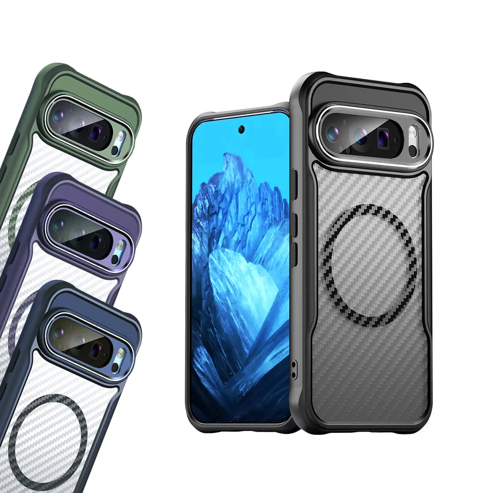 【領先Pro】Google Pixel 9 Pro XL 鋁合金鏡頭框 碳纖紋磁吸防摔殼 手機殼