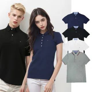 【Tommy Hilfiger】男女款 經典刺繡LOGO POLO衫 素面 滾邊(平輸品)