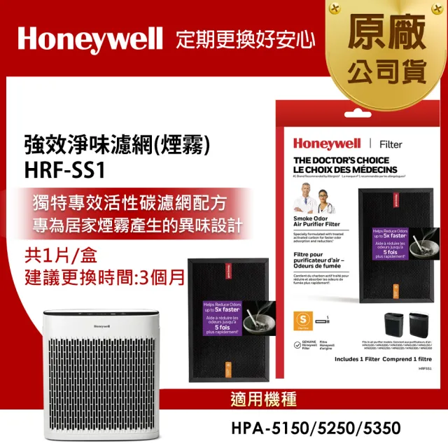 【美國Honeywell】強效淨味濾網 HRF-SS1 / HRFSS1 煙霧專攻(適用HPA-5150/HPA-5250/HPA-5350)