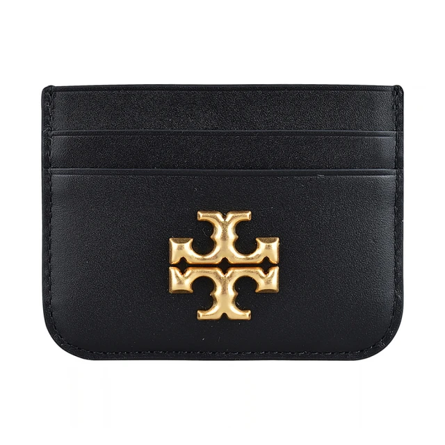 TORY BURCH TORY BURCH ELEANOR T LOGO柔軟牛皮5卡名片夾(黑)