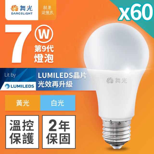 DanceLight 舞光 60入組 7W LED燈泡 E27 全電壓 超高光效(白光/黃光)