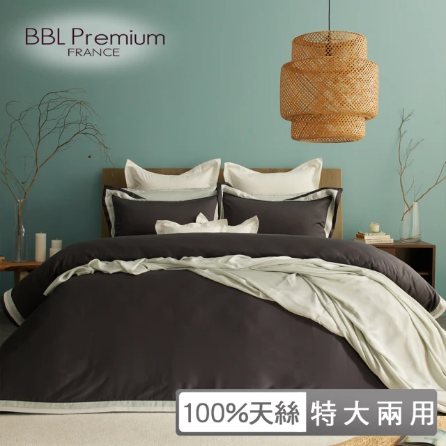 BBL Premium 100%天絲印花兩用被床包組-天長地久-酷炫灰(特大)