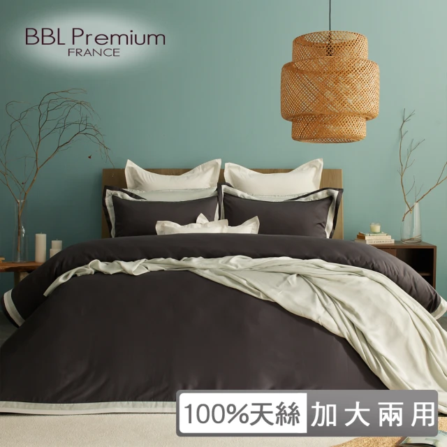 BBL Premium 100%天絲印花兩用被床包組-天長地久-酷炫灰(加大)