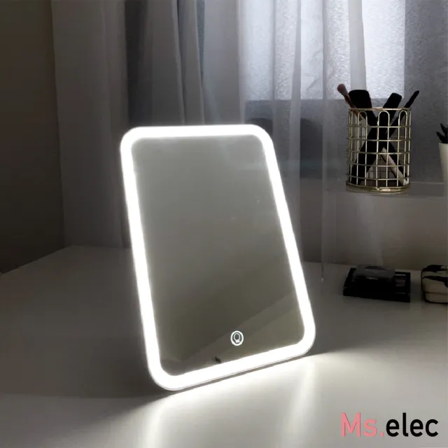 【Ms.elec 米嬉樂】輕薄LED觸控光鏡+40℃離子美容儀 LM-012+WI-001(溫感美容)