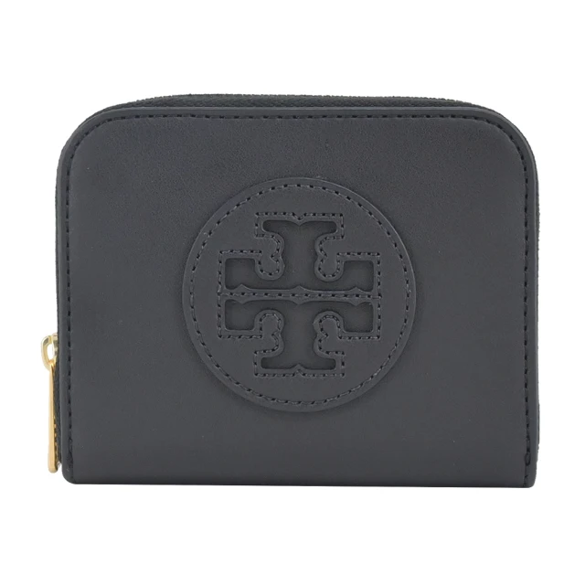 TORY BURCH ELLA 經典LOGO拉鍊卡片零錢包(黑)