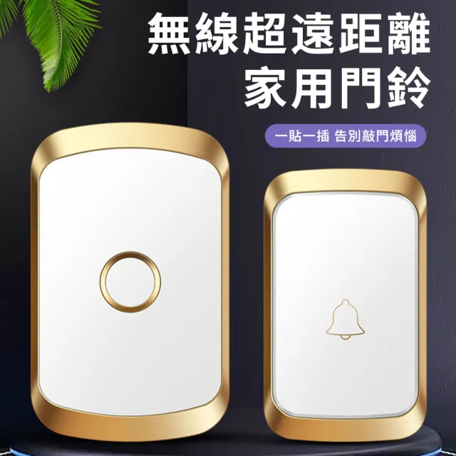 【CACAZI】遠距離無線門鈴 插電式音樂電鈴 老人呼叫器 看護鈴 電子救護領 家用免打孔電子鈴鐺(5檔音量可調)