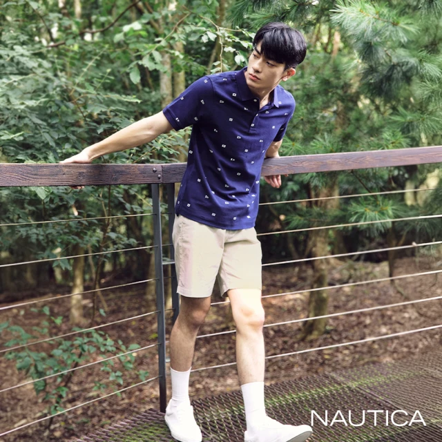 NAUTICA 男裝 百搭休閒素面短褲(米白色)