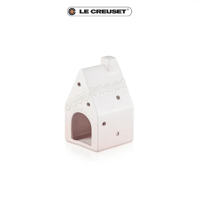 【Le Creuset】瓷器蕾絲花恬小屋造型燭台(貝殼粉)
