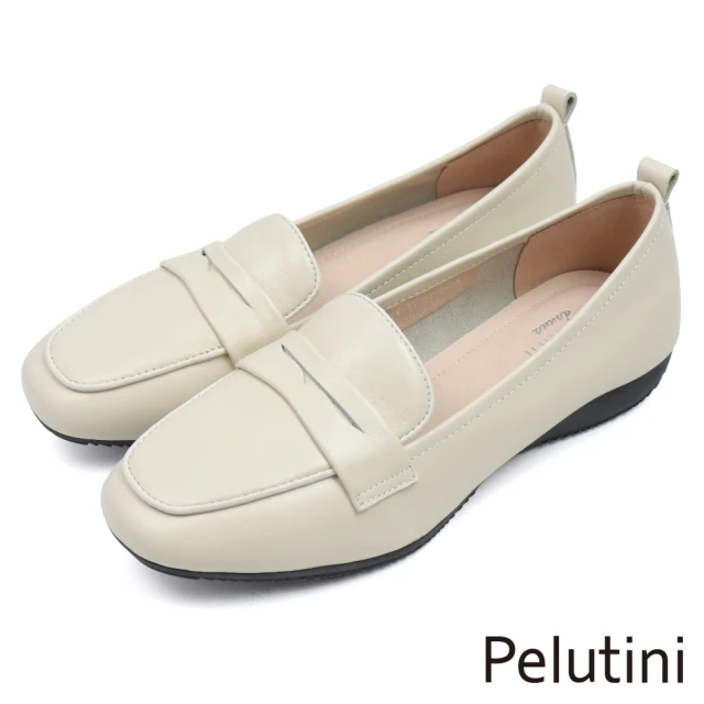 Pelutini 經典休閒軟墊素面便士樂福鞋 白色(431122W-IV)