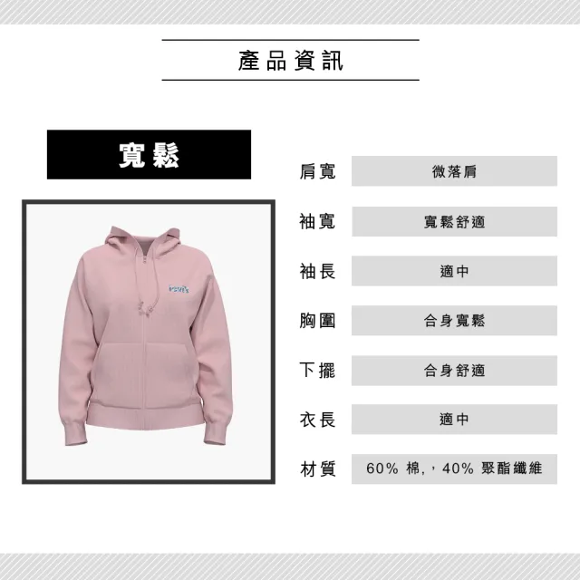 【LEVIS 官方旗艦】女款 寬鬆版連帽外套 / 海面波光Logo 熱賣單品 A3568-0001