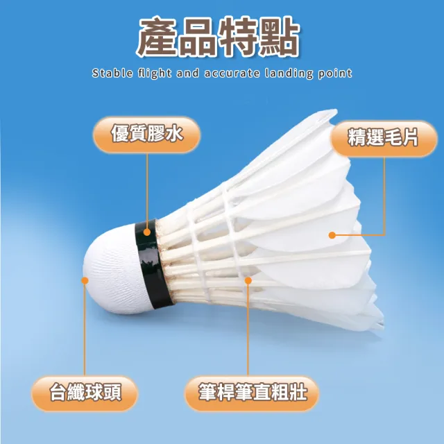 【MINT嚴選】羽毛球 羽球 精選鵝毛 飛行穩定 桶裝/12入組(羽球 羽毛球)