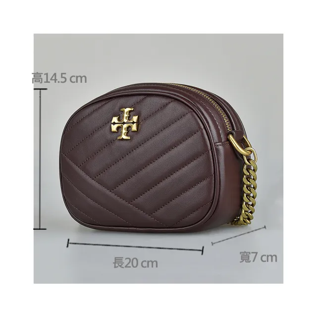 【TORY BURCH】TORY BURCH KIRA CHEVRON雙T LOGO拉鍊絎縫羊皮斜背相機包