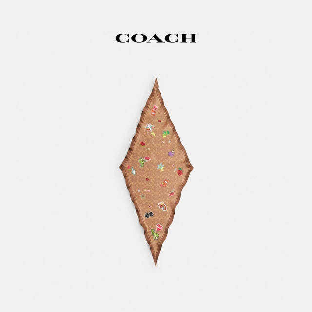 COACH C LOGO羊毛混桑蠶絲巾圍巾禮盒(深邃紅)優惠