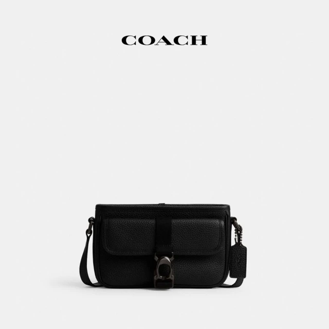 COACH 經典Logo丹寧布TRAIL 12號斜背包-LH