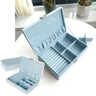 【湖水少女】歐式麂皮帶鎖珠寶盒(手鐲 戒指 耳環 項鍊 飾品盒 首飾盒 手錶 小物 收納盒 交換禮物)