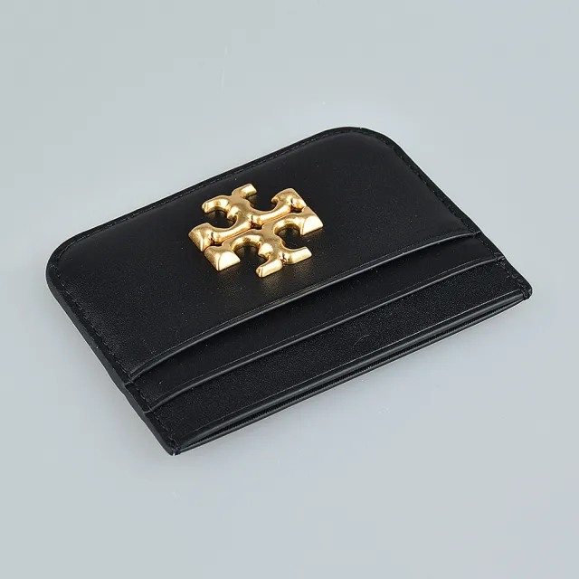 【TORY BURCH】TORY BURCH ELEANOR T LOGO柔軟牛皮5卡名片夾(黑)