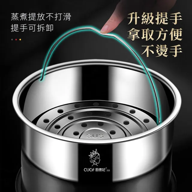 【JOHN HOUSE】316不鏽鋼電飯鍋蒸籠 蒸格 蒸籠 蒸架 洗菜籃 蒸籠盤 蒸盤 蒸層(21cm提手款)