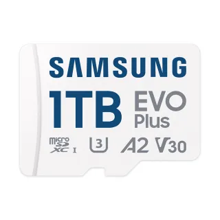 【SAMSUNG 三星】EVO Plus microSDXC UHS-I U3 A2 V30 1TB記憶卡 公司貨(讀取最高160MB/s MB-MC1T0SA)