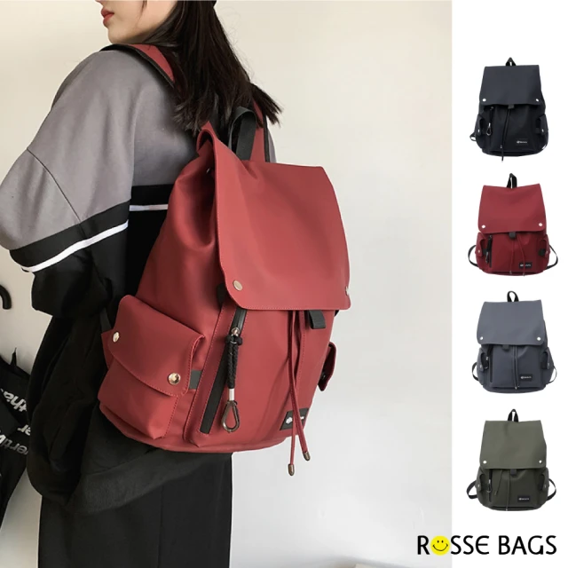 Rosse Bags 男女款中性時尚大容量學生雙肩包(現+預 黑色／綠色／紅色／灰色)