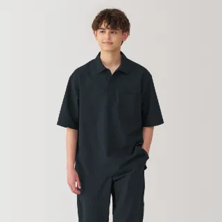 【MUJI 無印良品】男透氣寬版五分袖布帛POLO衫(共3色)