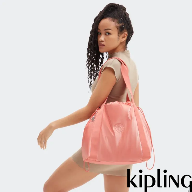 【KIPLING】華麗粉橘束口托特包-ELMAR 女包