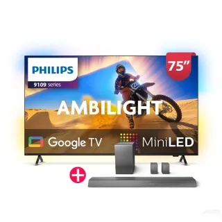 【Philips 飛利浦】75型4K QD Mini LED 144Hz VRR Google TV 智慧顯示器(75PML9109)